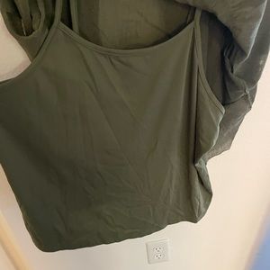 dark green shear t shirt and tank top (removable)